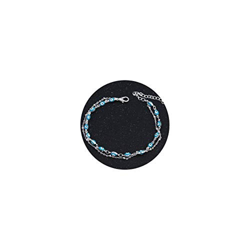 HUNO Blue Evil Eyes Charm Beads Anklet Beach Ankle Bracelet Foot Chain Barefoot Sandal Adjustable for Women and Girls-Double Layered HUNO Blue Evil Eyes Charm Beads Anklet Beach Ankle Bracelet Foot Chain Barefoot Sandal Adjustable for Women and Girls-Double Layered