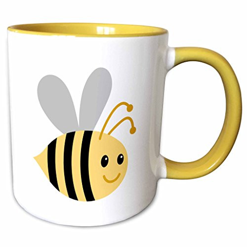 3dRose 224192_8""Cute cartoon bumble bee, Yellow" Mug 11 oz