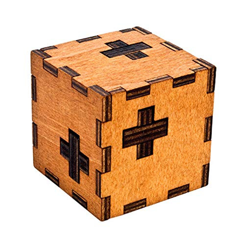 Ahyuan 3D Wooden Brain Teaser Puzzle Handmade Geometric Intellectual Jigsaw Logic Puzzle Cube Box Educational Toy for Child and Adults