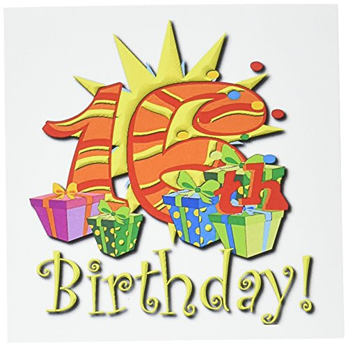 Happy 16th Birthday Design - Greeting Card 6 x 6 inches single gc-63096-5