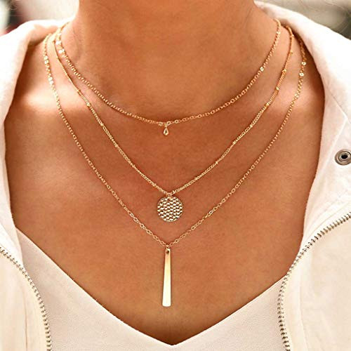 Aetorgc Boho Layered Necklace Chain Bar and Disc Pendant Necklaces Ball Necklace Jewelry for Women and Girls Gold Aetorgc Boho Layered Necklace Chain Bar and Disc Pendant Necklaces Ball Necklace Jewelry for Women and Girls Gold