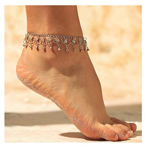 Yokawe Boho Crystal Ankle Bracelets Silver Tassel Anklet Rhinestone Barefoot Sandals Foot Jewelry for Women and Teen Girls Yokawe Boho Crystal Ankle Bracelets Silver Tassel Anklet Rhinestone Barefoot Sandals Foot Jewelry for Women and Teen Girls