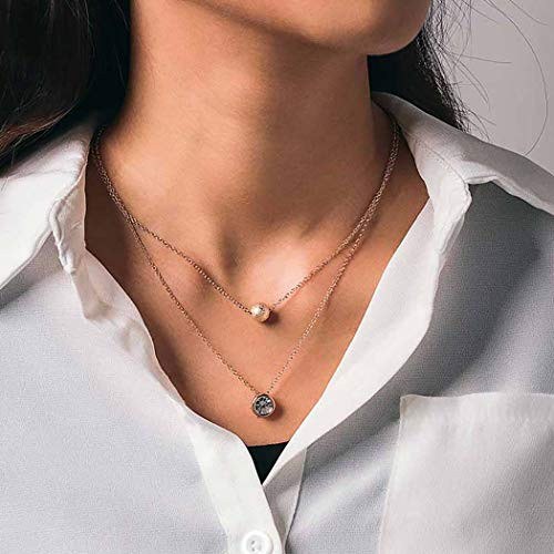 Aetorgc Delicate Layered Necklace Chain Crystal Pendant Necklaces Ball Necklace Jewelry for Women and Girls Gold Aetorgc Delicate Layered Necklace Chain Crystal Pendant Necklaces Ball Necklace Jewelry for Women and Girls Gold