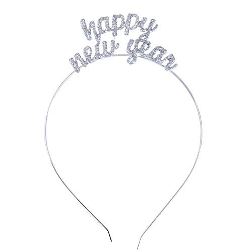 BinaryABC Happy New Year Headband TiaraRhinestone New Year HeadbandNew Year Eve Party Supplies Favors