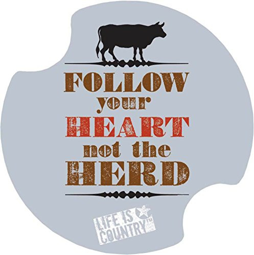 Thirstystone Follow Your Heart Car Cup Holder Coaster, 2-Pack