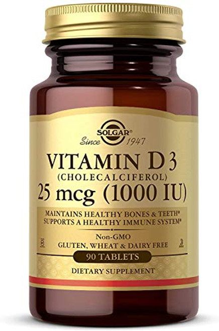 Solgar Vitamin D3 Cholecalciferol 25 mcg 1000 IU Tablets - 90 Count Solgar Vitamin D3 Cholecalciferol 25 mcg 1000 IU Tablets - 90 Count