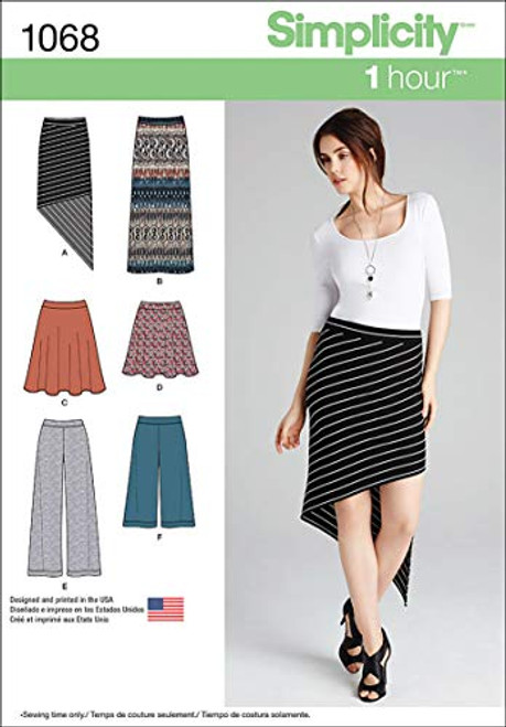 Simplicity 1068 Learn to Sew Womens Knit Skirts and Pants Sewing Pattern Sizes 14-22