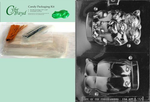 Cybrtrayd MdK50-A097 3D The 3 Pigs Animal Chocolate Candy Mold with Packaging Kit