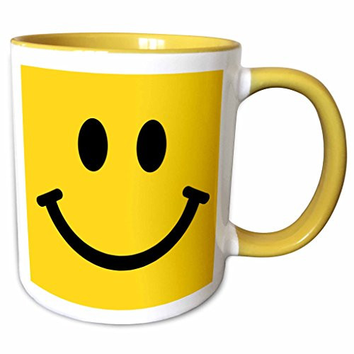 3dRose 113090_8 Yellow Smiley Face Happy Smiling Cartoon 60S Jolly Cheerful Bright Mug 11 oz