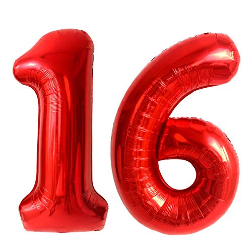 Red Number 16 Birthday Party Balloons Decorations Helium Foil Mylar Big Number 16th Balloon Red Number 16 Birthday Party Balloons Decorations Helium Foil Mylar Big Number 16th Balloon