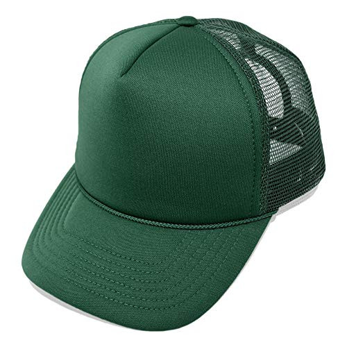 DALIX Plain Trucker Hat Mesh Cap in Dark Green