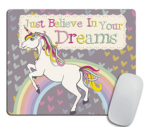 Gaming Mouse Pad Custom Teen Girls Mouse pad Unicorn Figure with Believe in Your Dreams Inspiring Quote Mouse pad