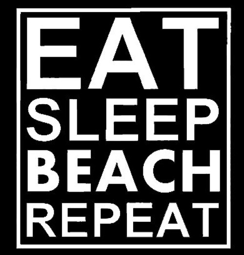LLI Eat Sleep Beach Repeat  Decal Vinyl Sticker  Cars Trucks Vans Walls Laptop  White  5_5 x 4_9 in  LLI826