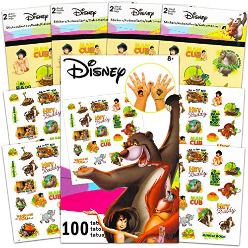 Disney Jungle Book Sticker and Tattoos Party Favors Super Set ~ Bundle Includes Over 200 Jungle Book Temporary Tattoos and Stickers Jungle Book Party Supplies
