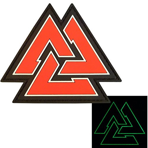 LEGEEON Glow Dark Valknut Viking Norse Rune Heathen Morale PVC 3D Rubber Hook Loop Patch