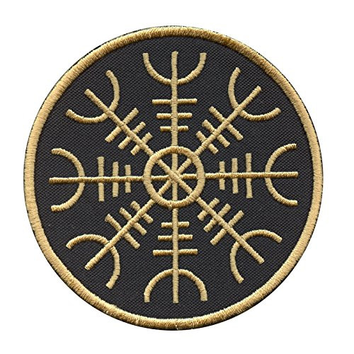 LEGEEON Golden Aegishjalmr Viking Helm of Awe Terror Protection Rune Morale Sew Iron on Patch LEGEEON Golden Aegishjalmr Viking Helm of Awe Terror Protection Rune Morale Sew Iron on Patch