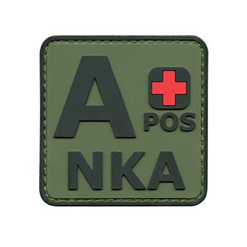 LEGEEON Olive Drab OD APOS A NKA Blood Type No Known Allergies Morale PVC Rubber Fastener Patch