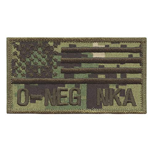 LEGEEON ONEG O- Blood Type NKA USA Flag NWU Type III US Navy Standard Size 2-18x4 AOR2 USN Touch Fastener Patch