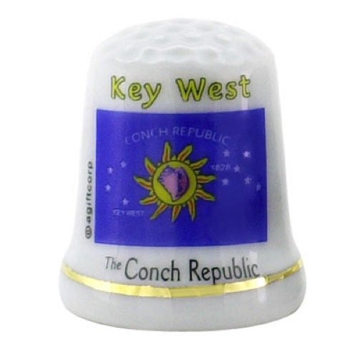 Key West Florida Flag Pearl Souvenir Collectible Thimble agc