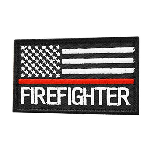 LEGEEON American Firefighter Fire Rescue Thin Red Line 2x3_25 US Flag Morale Touch Fastener Cap Patch