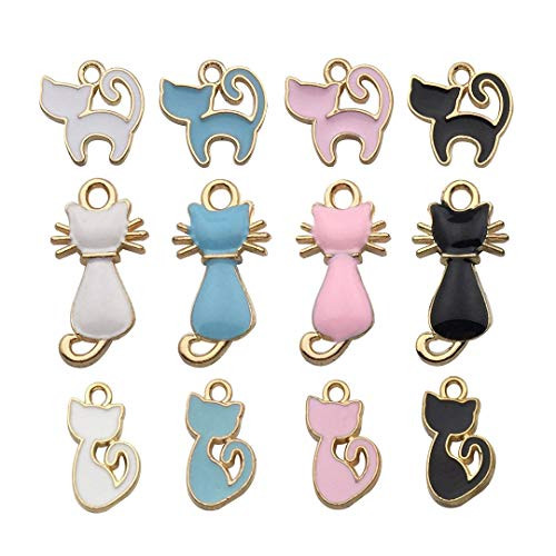 iloveDIYbeads 48pcs Assorted Gold Plated Enamel Cat Charm Pendant for DIY Jewelry Making Necklace Bracelet Earring DIY Jewelry Accessories Charms M161 iloveDIYbeads 48pcs Assorted Gold Plated Enamel Cat Charm Pendant for DIY Jewelry Making Necklace Bracelet Earring DIY Jewelry Accessories Charms M161