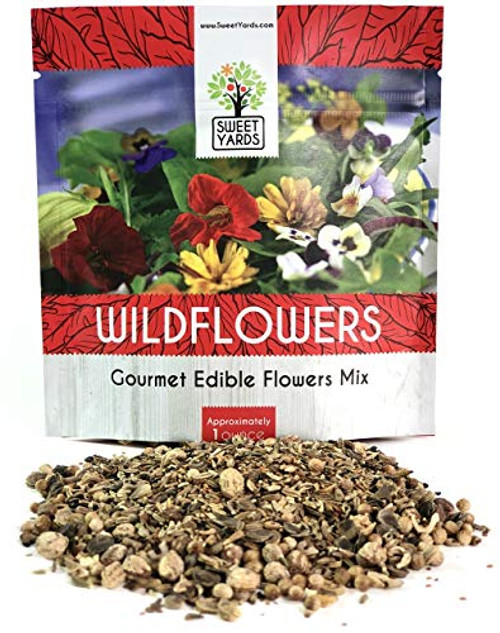 Wildflower Seeds Edible Flowers Mix - 1 Ounce Over 7000 Open Pollinated Annual and Perennial Seeds