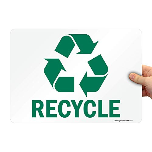 SmartSign - U1-1028-ND-14x10 Adhesive Vinyl Label Legend Recycle with Graphic 10 high x 14 wide Green on White
