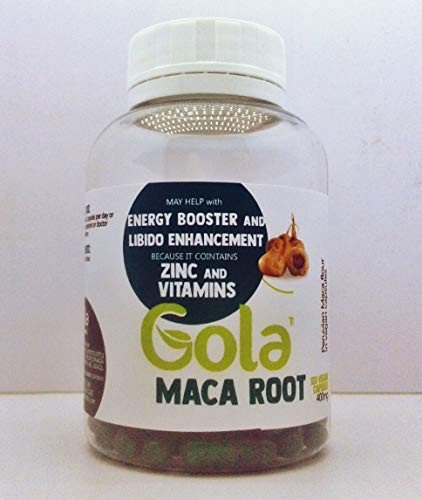 Gola Maca Root in Vegan Capsules 120 caps 400mg - Supports Reproductive Health Helps Balance Menopausal Mood Energy Booster Cardiovascular Health