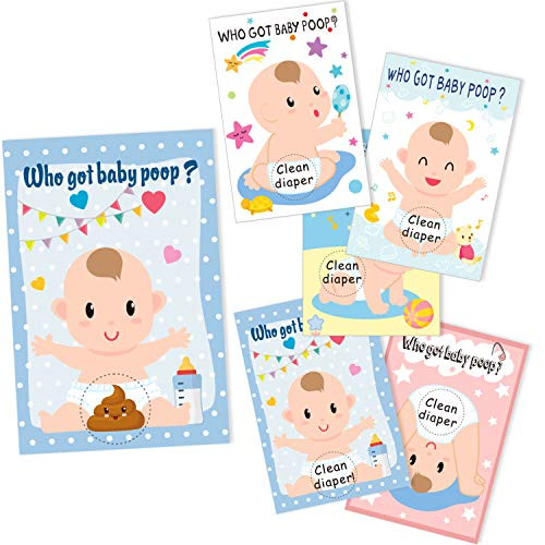 Poop Tickets 40 Pieces Baby Shower Game Scratch Off Cards Funny Activity for Boy ...