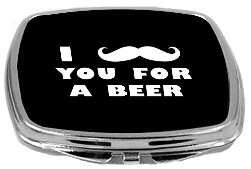 Rikki Knight I Mustache You for a Beer Design Compact Mirror, Black, 2 Ounce