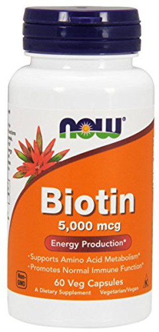 NOW® Biotin 5000 mcg 60 Veg Capsules