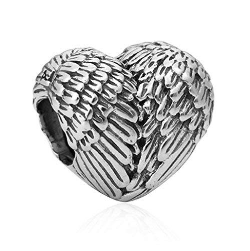 J M Angel Wing Heart Charm Bead for Bracelets