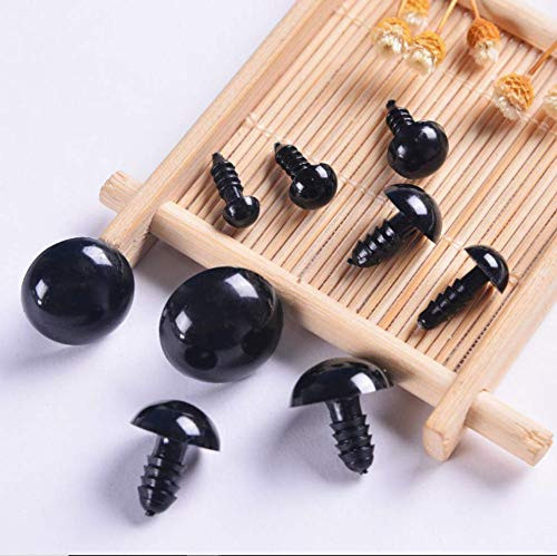 MYS 100 Pcs Black Round Head Eyes Assorted Sizes Plastic Safety Eye with Washers for Teddy Bear Animal Plush Doll Puppet Toy Crafts - Diameter5168mm