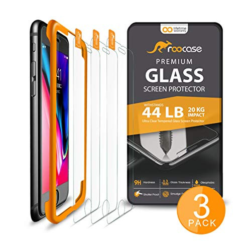 rooCASE 3-Pack Screen Protector for iPhone 8 Plus  7 Plus Force Resistant Up to 44 Pounds Tempered Glass with Alignment Frame for iPhone 8 Plus  7 Plus  6s Plus  6 Plus