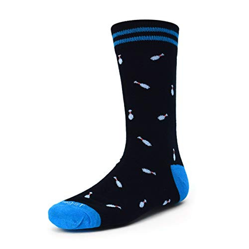 Bowling Novelty Socks for Men - Fun Colorful Dress Socks - Premium Cotton - Size 8-13 One Pair - Bowling Black