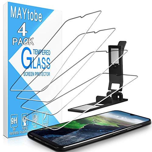 MAYtobe Galaxy A50 Screen Protector - Tempered Glass For Samsung Galaxy A50 Screen Protector Easy Installation Tray Anti Scratch Bubble Free 4-Pack