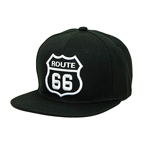 Route 66 Sign Embroidery Hat Adjustable Mother Road Baseball Cap Black