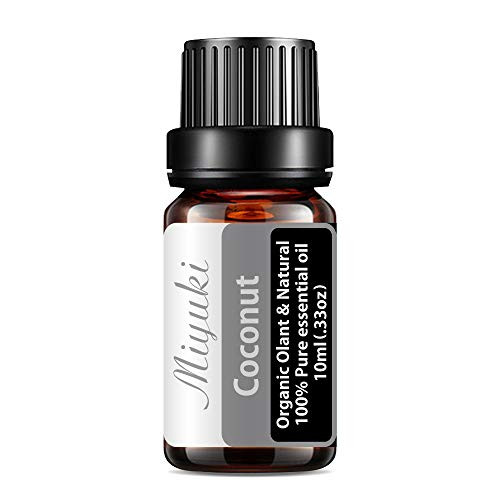 Miyuki Coconut Essential Oil Organic Plant   Natural 100 Pure Therapeutic Grade Aromatherapy Coconut Oil for Diffuser Humidifier Massage Sleep Perfume Bath SPA Skin   Hair Care-10ml
