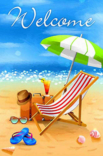 Texupday Welcome Summer Beach Chair Relax Vacation Garden Flag Decoration Outdoor Yard Flag 12 x 18