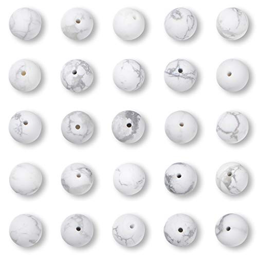 NCB Matte White Howlite Beads 100pcs 6mm Round Gemstone Beads Spacer Charm Beads Natural Stone Loose Beads for Bracelet Necklace Jewelry Making 4mm 6mm 8mm 10mm Matte White Howlite 6mm 100pcs