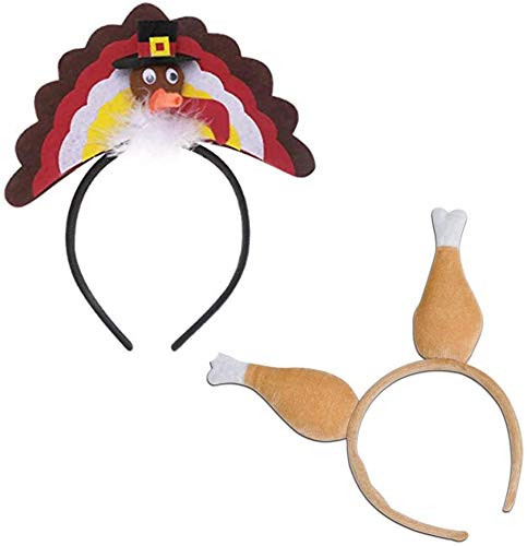Higoala Thanksgiving Turkey Headband Turkey Drumstick Headbands for Thanksgiving Costume Party Accessory Brown Large