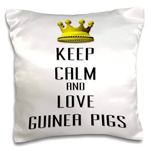 3dRose Gold Crown Keep Calm and Love Guinea Pigs-Pillow Case, 16 by 16" (pc_121103_1)