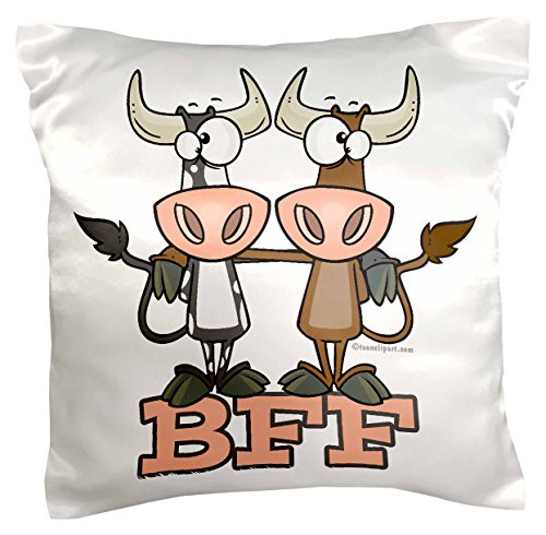 3dRose pc_103854_1 BFF Cow Best Friends Forever Buddies-Pillow Case, 16 by 16"