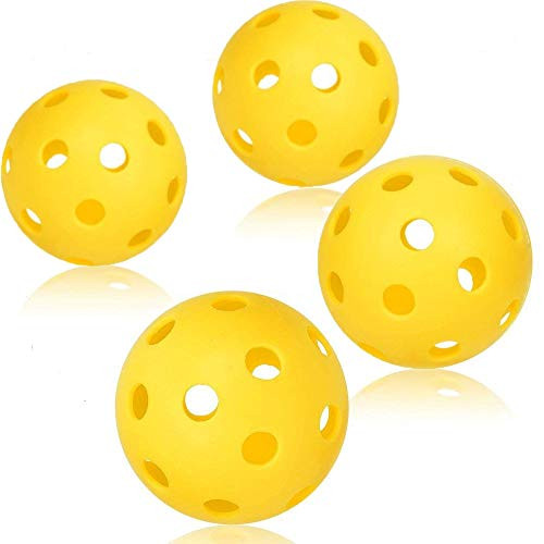 NENRENT 4 Pack Pickleball Balls Indoor Pickleballs with 26 Precisely Drilled Holes Yellow