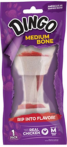Dingo Medium Rawhide Bone For Medium Dogs, 2.2-Ounce