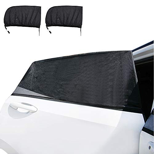 anbote Car Window Shade for Rear Side 2 Pcs Car Window Sun Block Shade Curtain for Kids Baby Sunlight Protection - Fit Most of Vehicle