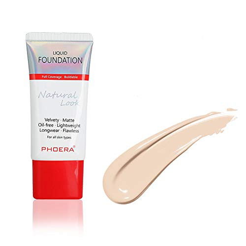 Ownest Matte Oil Control Concealer Foundation Cream Broad Spectrum SPF 25 Long Lasting Waterproof Flawless Matte Sunscreen Phoera Foundation-104B Sand Beige