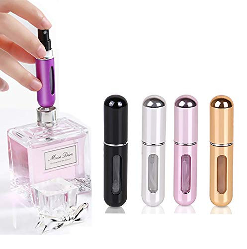 Portable Mini Refillable Perfume Atomizer Bottle Refillable Perfume Spray Atomizer Perfume Bottle Scent Pump Case Perfume Atomizer Refillable Travel 5ml 4 Pack