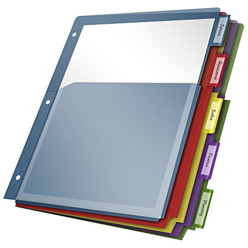 Cardinal Expanding Pocket Poly Divider, 5-Tab, Multi-Color (84012CB)