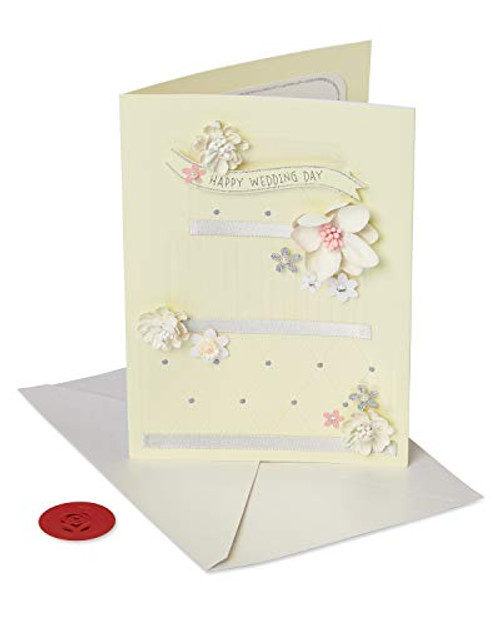 American Greetings Premier Floral Cake Wedding Greeting Card with Rhinestones